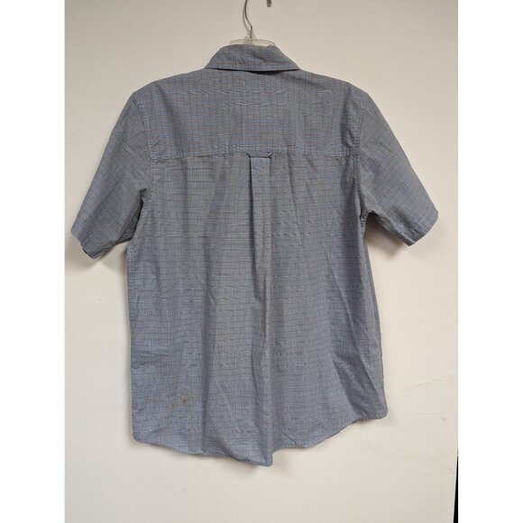 Chaps Dress Shirt Size M Short Sleeve Mens Blue Plaid - Picture 2 of 4